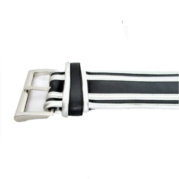 B-Low the Belt  black silver stripe belt M